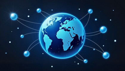 Fototapeta premium Digital globe with network connections in blue glow
