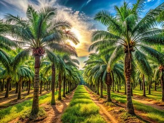 Obraz premium Bahia Palm Oil Plantation: Eye-Level View of Sustainable Agriculture in Brazil