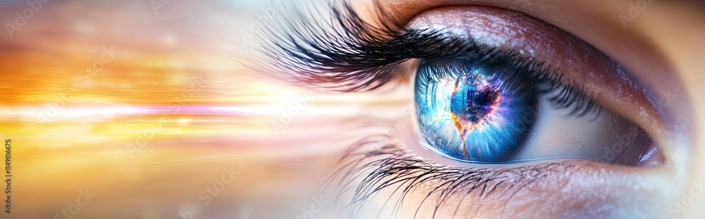 Poster cosmic eye drips with surreal swirls and vibrant colors on an isolated white background
