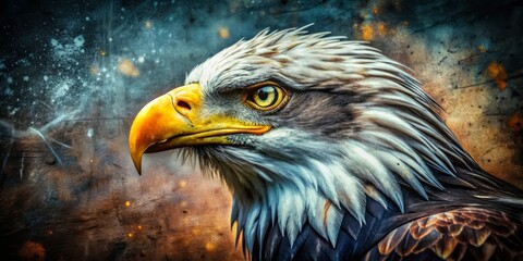 Fototapeta premium Black Eagle Head Grunge Side Profile - Eye Level Photography