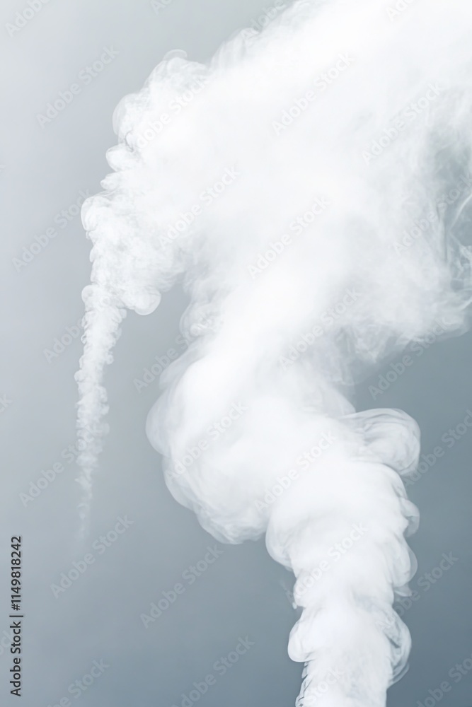 Aufkleber ethereal dance of steam curling against a soft gray background in a tranquil setting