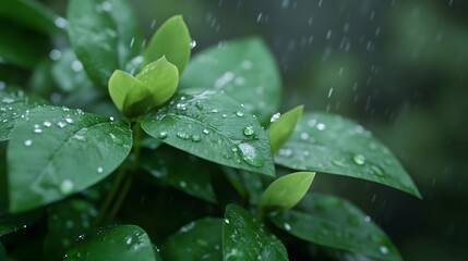New flower buds in a garden after rain, Generative AI 