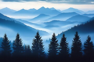 Fototapeta premium Beautiful hills at sunrise in the Carpathian mountains.