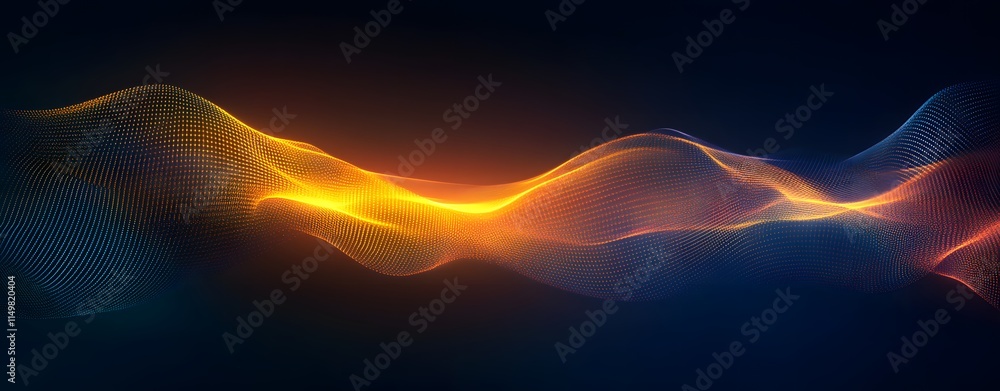 Fototapete abstract digital background with bright light lines and points. a large technology network system, r