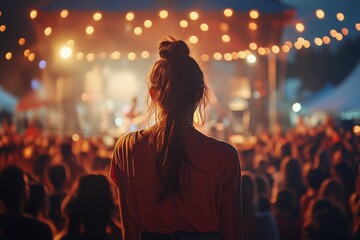 Crowd illuminated by candles as a performer connects with the audience during an emotional moment