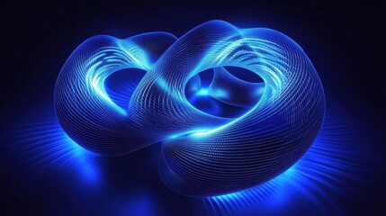 Abstract Blue Glowing Infinity Symbol 3D Render Digital Art Futuristic Technology Background Design