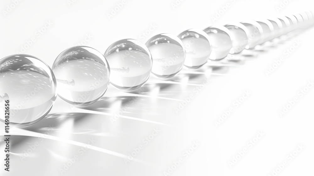 Poster Elegant Arrangement of Transparent Spheres Creating a Stunning Visual Effect on a White Background