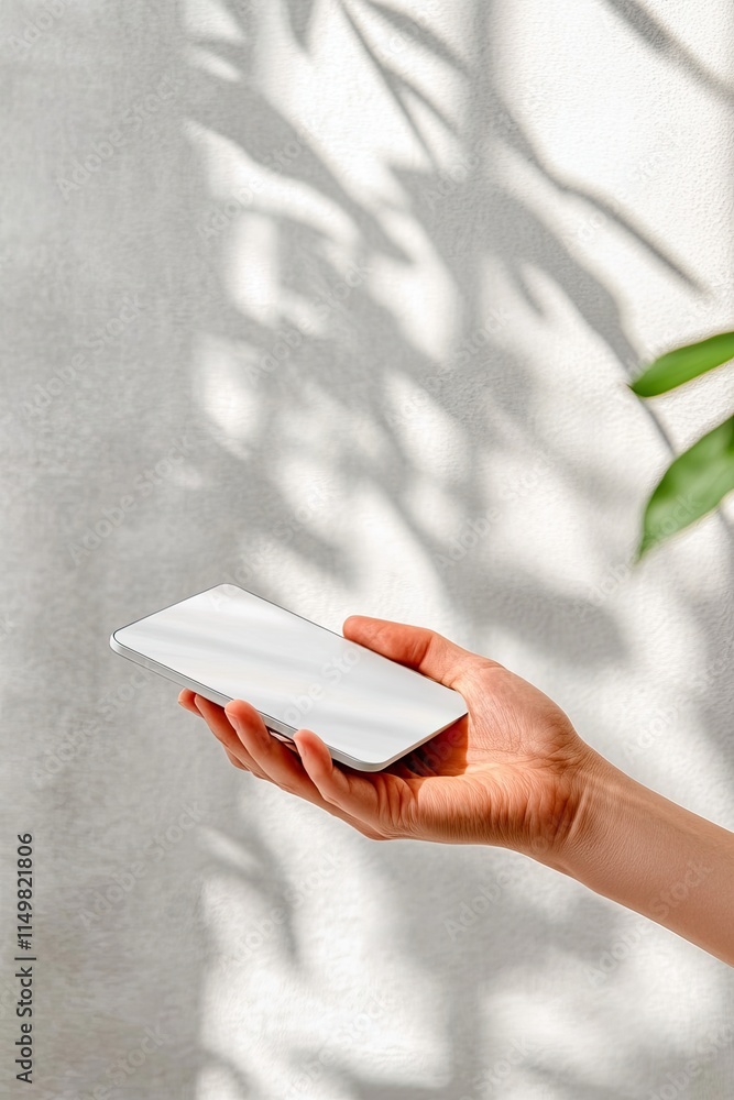 Aufkleber Exploring the World of E-Reading With a Hand Gracefully Holding a Sleek Device in Soft Light