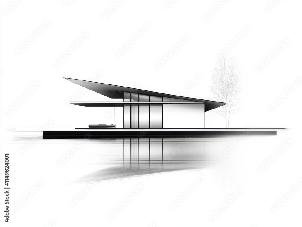 Poster modern minimalist architecture with sleek lines and geometric design in monochrome