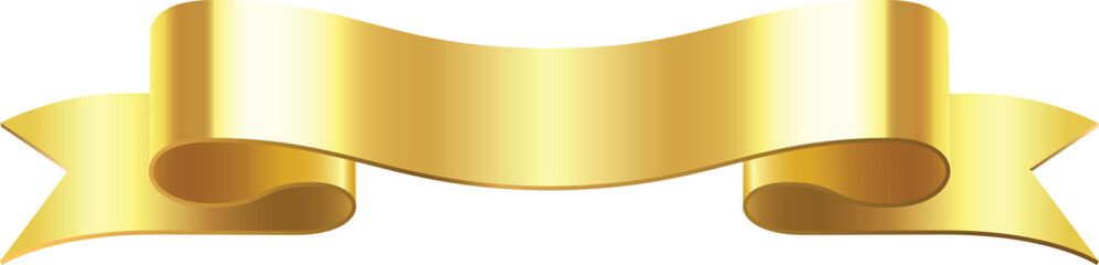 Shiny golden ribbon banner waving freely, representing success, achievement, and celebration, perfect for adding a touch of elegance and prestige to designs