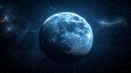 Obraz premium A soft blue crescent moon gleams gently under the vast night sky image