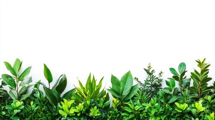 Obraz premium Lush green foliage border on white background.