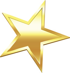 Glistening golden star featuring a radiant center and elegantly beveled edges shines against a clean white background, evoking a sense of luxury and celebration