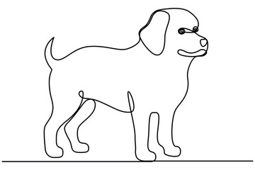 Continuous one line art drawing of dog vector illustration design