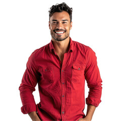 Front view of a young handsome man with happy face smiling