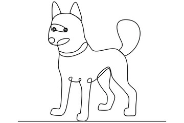 Continuous one line art drawing of dog vector illustration design