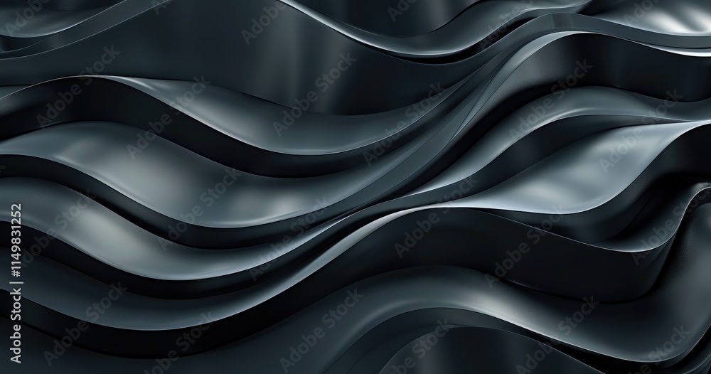 Poster abstract waves of dark material create a fluid, dynamic texture.