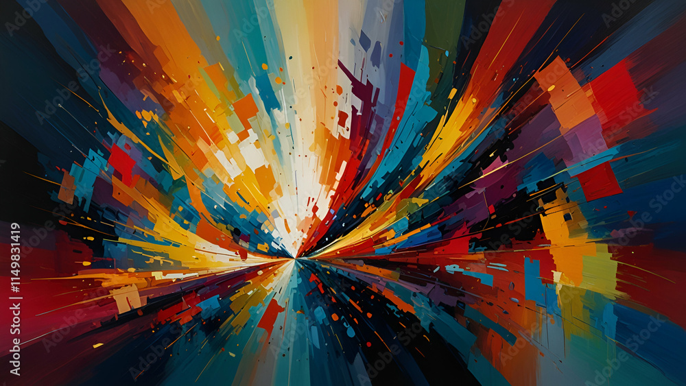 Poster abstract psychedelic painting with vibrant colors creating a dynamic and intriguing visual experienc