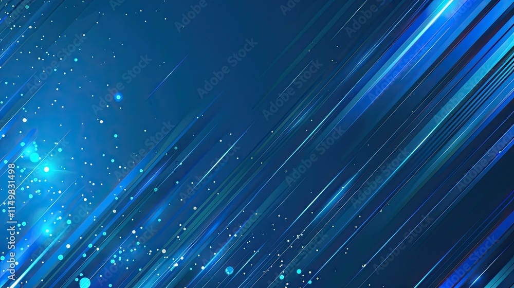 Aufkleber abstract blue background with diagonal lines and glowing particles for digital design.