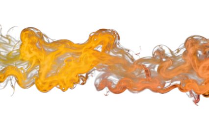 Orange smoke border isolated on transparent background