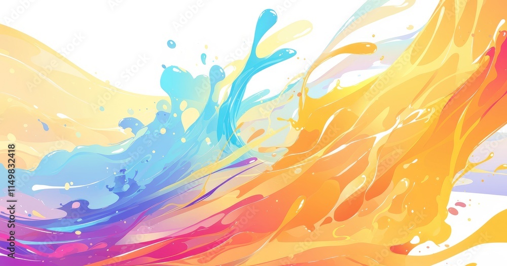 Poster a vibrant splash of colorful paint creating a dynamic abstract design.