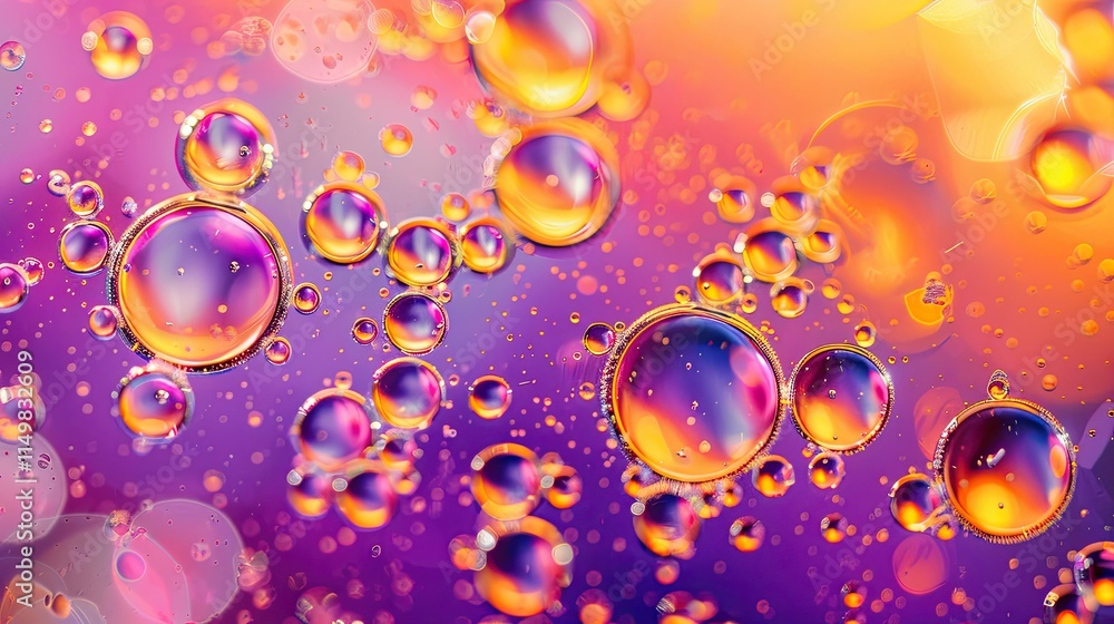 Poster colorful bubbles on a vibrant background, creating an abstract and artistic effect.