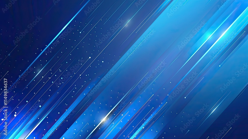 Poster a vibrant blue abstract background with dynamic lines and sparkles, ideal for digital designs.