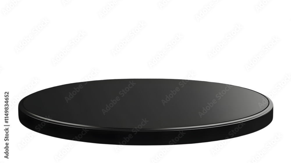 Aufkleber black circular platform with a layered design and a matte finish, suitable for minimalist product di