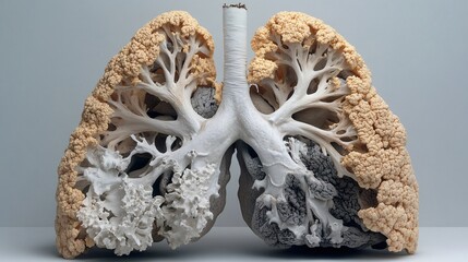 Detailed Rendering of Damaged Human Lungs