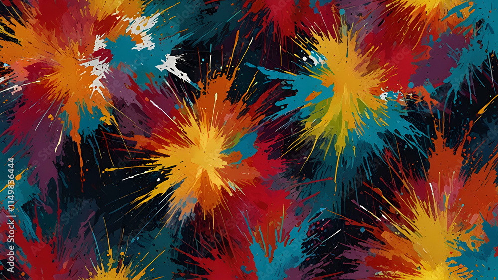 Poster vibrant abstract explosion of colors against a dark background creating a dynamic and striking scene