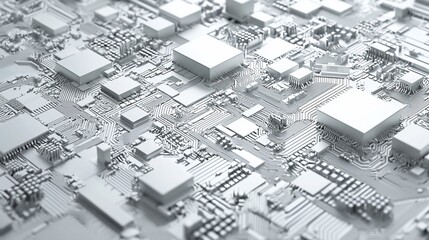 Fototapeta premium Abstract White Circuit Board Technology Design