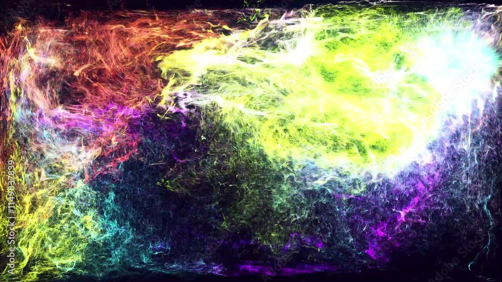 Poster glow particles spread like ink effect. luma matte as alpha channel. emitter ball emit swirl of glow 