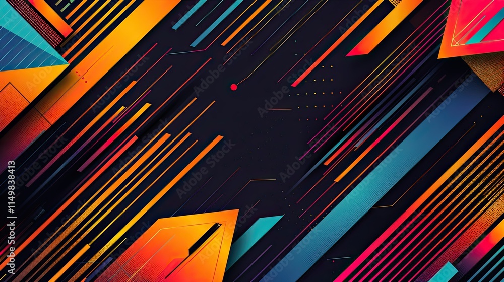 Aufkleber abstract geometric design with vibrant colors and dynamic lines.
