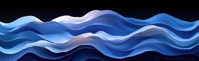Obraz premium Abstract blue waves flowing on black background.