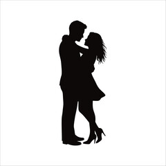 Beautiful Couple lovers romantic moment silhouette illustration