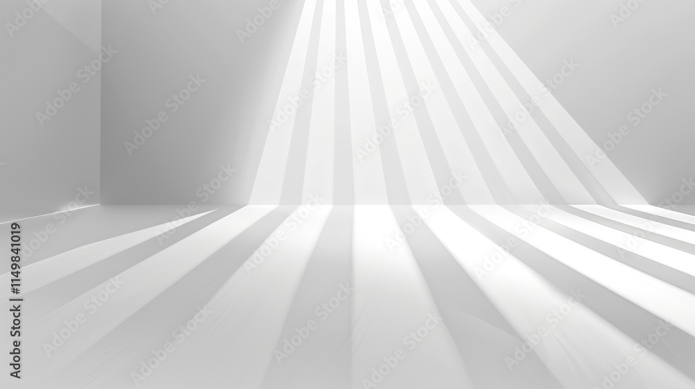 Poster a minimalistic, bright space with soft shadows creating a serene atmosphere.