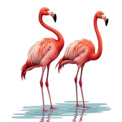 Flamingo is isolated on a white background. vector illustration
