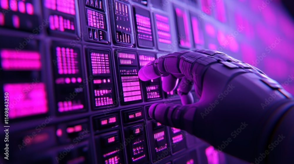 Poster robotic hand interacting with digital interface