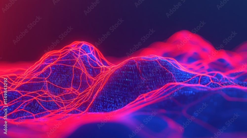 Poster digital landscape, abstract data flow