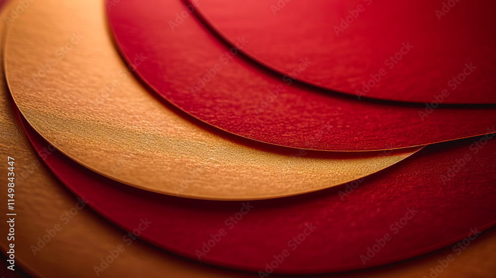 Aufkleber abstract red and orange circular patterns creating a vibrant modern background, ideal for graphic de