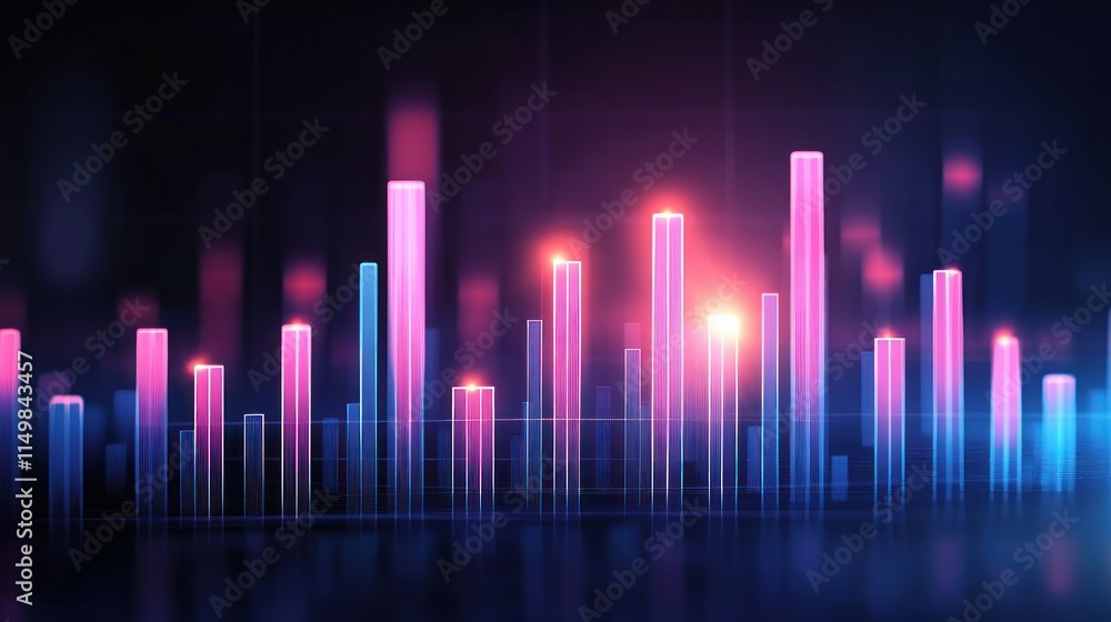 Aufkleber abstract neon data bars blur background