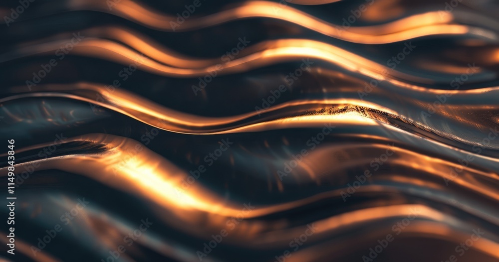 Aufkleber abstract waves with metallic sheen creating a dynamic, fluid visual effect.