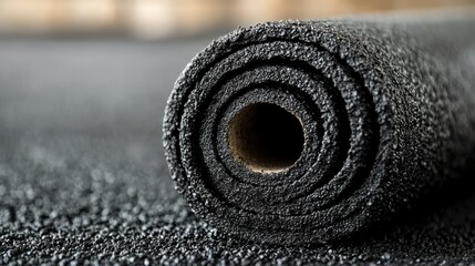 Naklejka premium Rolled Asphalt, textured surface, industrial roofing material, close-up view, strong durable construction element