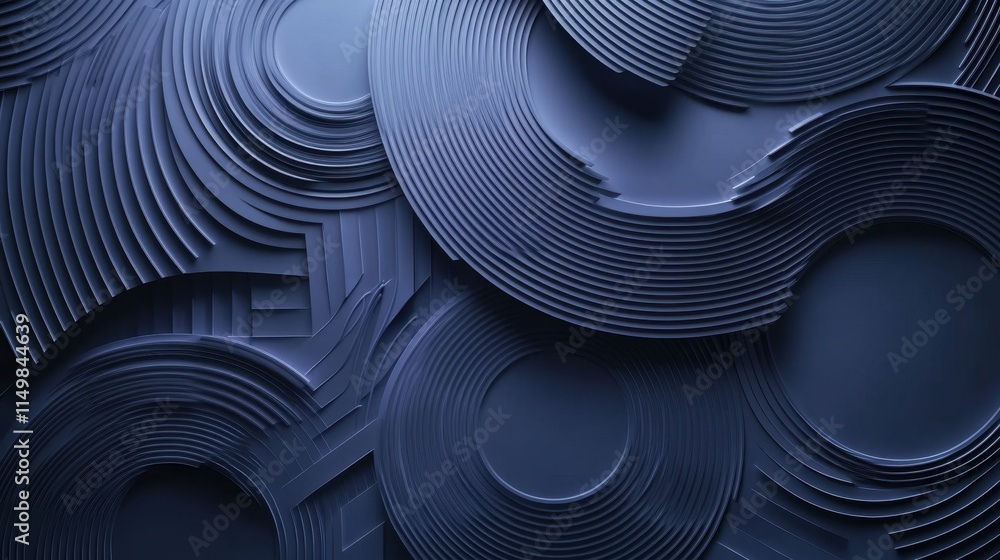 Poster abstract dark blue concentric circles pattern: a 3d rendering of layered circular designs