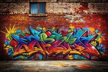 Urban Graffiti Art on Brick Wall - Copy Space for Text