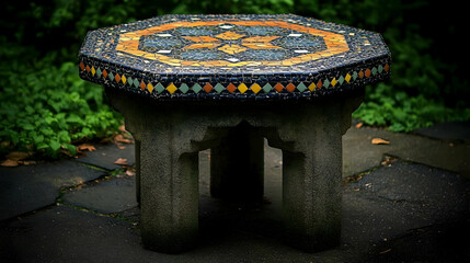 Octagonal Mosaic Garden Table Illustration