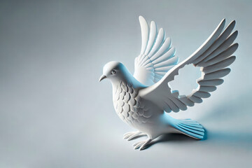 Obraz premium A white dove with a pierced wing. Space for text.