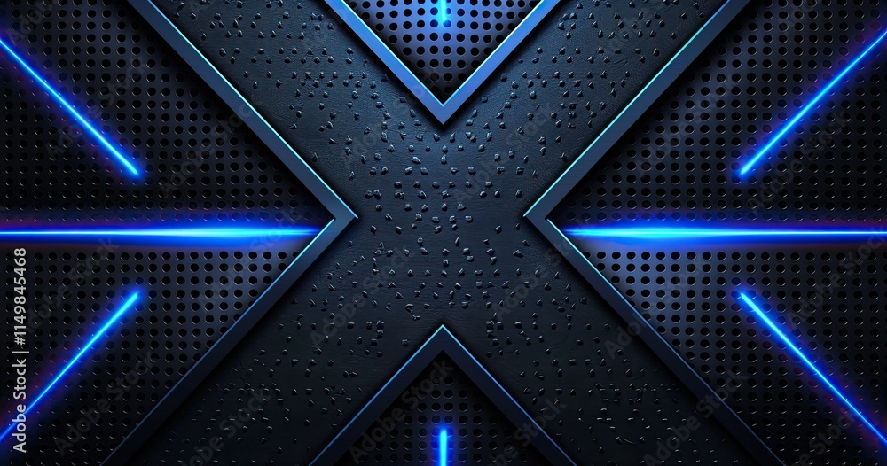 Poster a sleek, modern design featuring an illuminated 'x' shape on a textured dark background.
