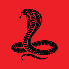 Fototapeta premium cobra icon on red background