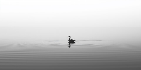 Fototapeta premium A single duck alone in the lake